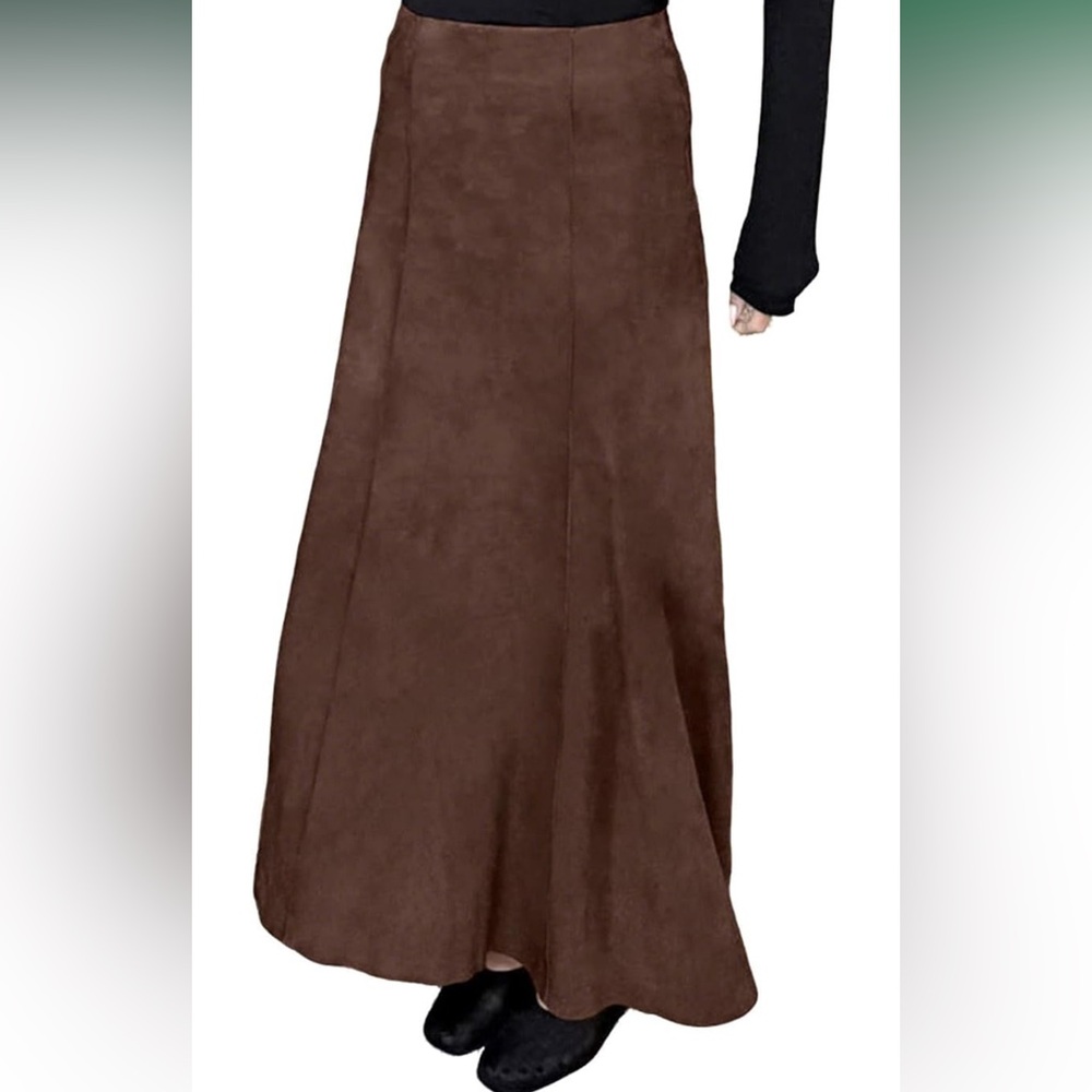 Utcoco womens faux suede maxi skirt